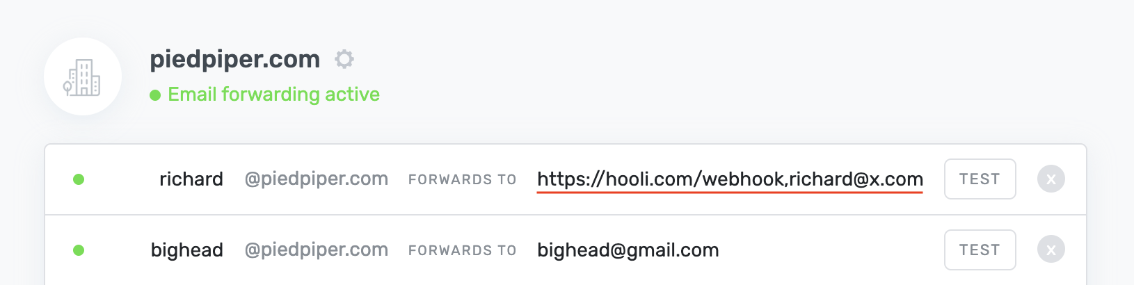 multiple webhook destinations example